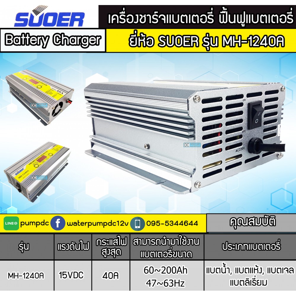 เครื่องชาร์จแบตเตอรี่รถยนต์ 40A 12V SUOER รุ่น MH-1240A